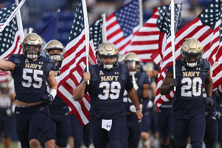 The Navy Midshipmen take the field before playing against the East Carolina Pirates as we share our best Army vs. Navy same-game parlay.