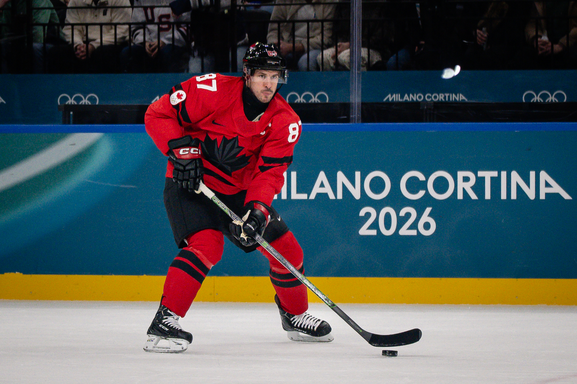 Canada's Sidney Crosby skates with the puck as we provide the latest Sidney Crosby Injury update.