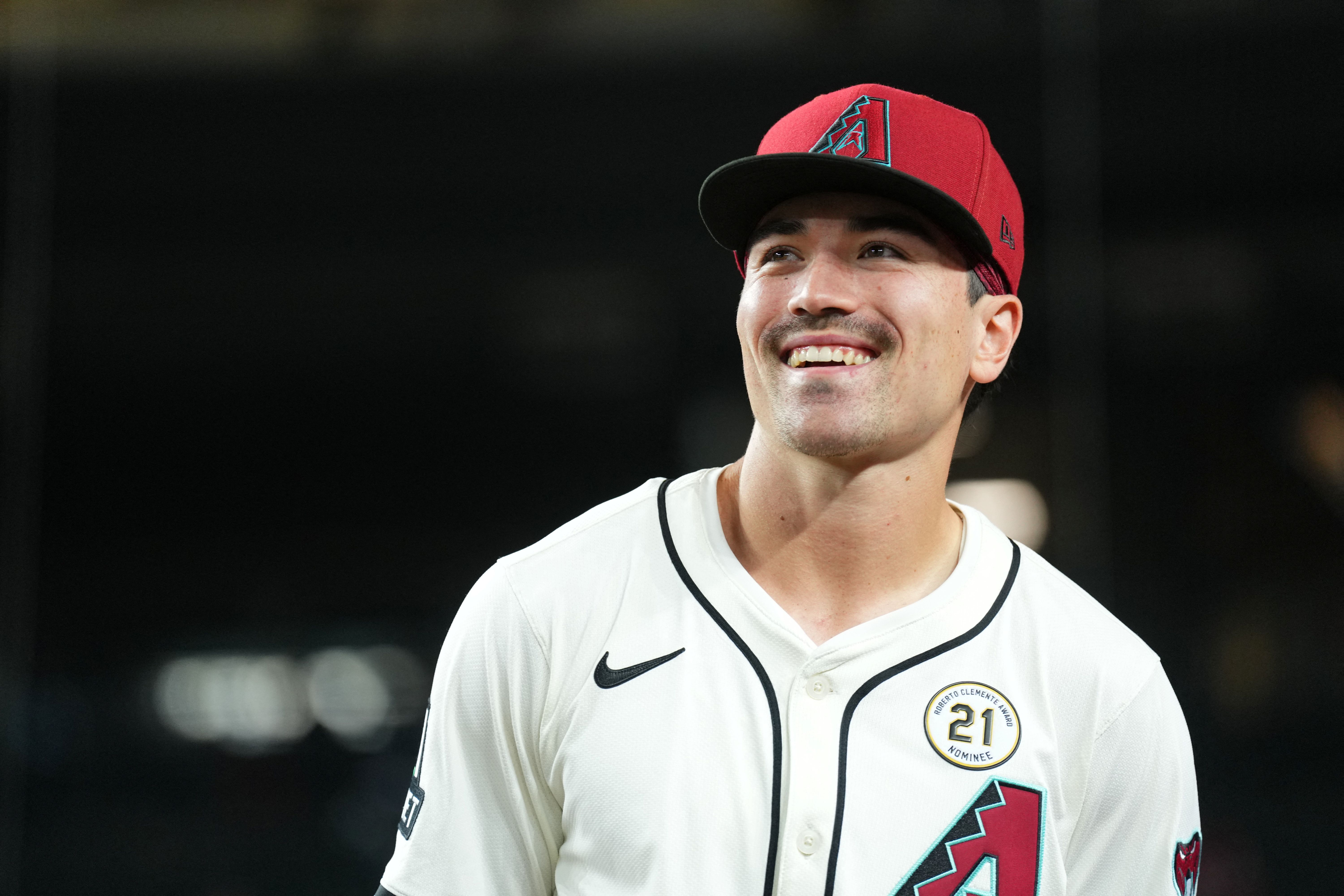 Arizona Diamondbacks outfielder Corbin Carroll looks on, and he's featured in our Diamondbacks vs. Dodgers prediction.