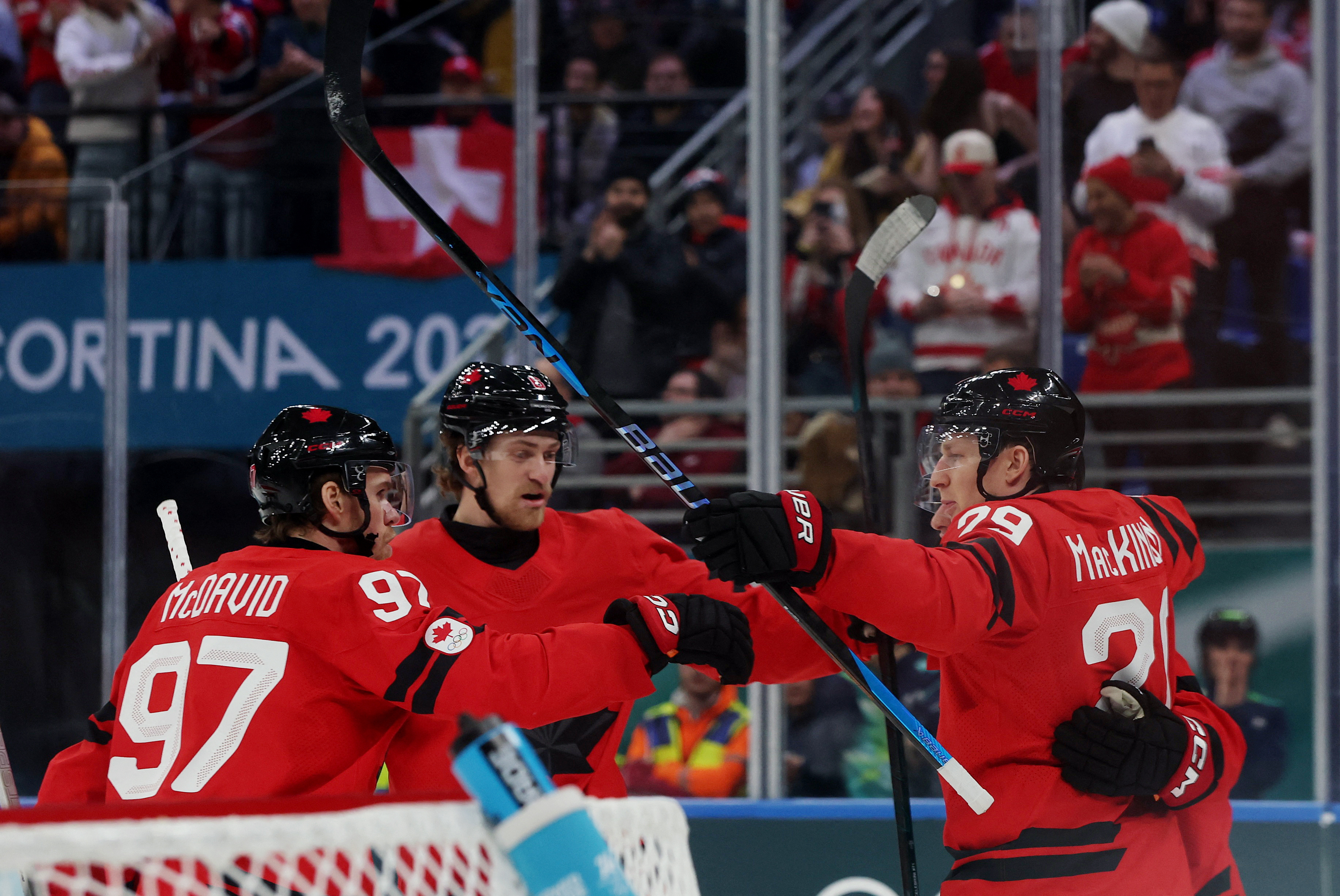 Macklin Celebrini of Canada celebrates scoring as we make our best Canada vs. Czechia predictions.