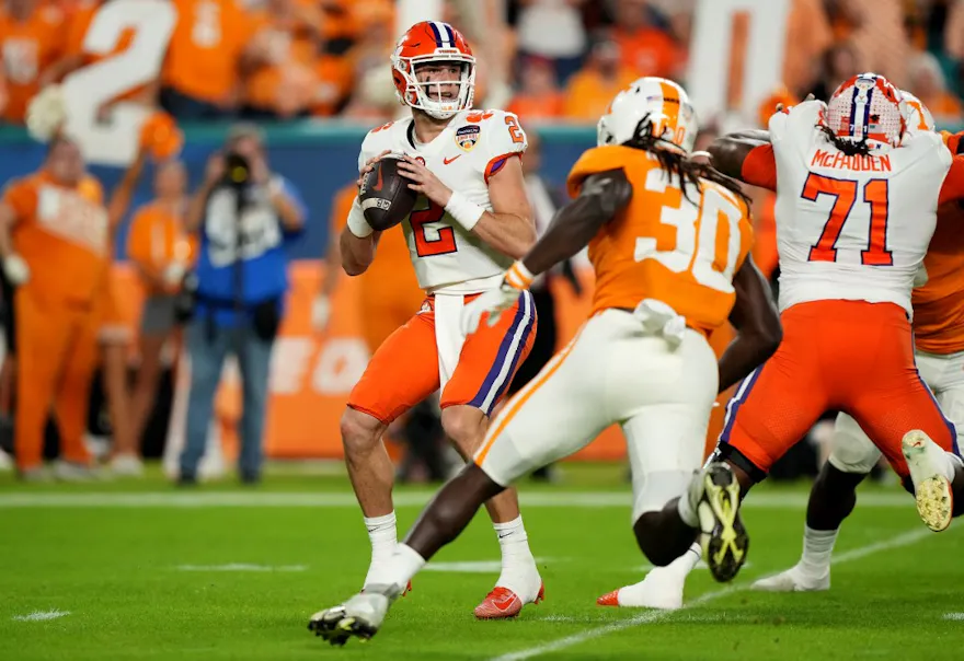 Cade Klubnik of the Clemson Tigers is featured in our top Week 5 college football upset picks.