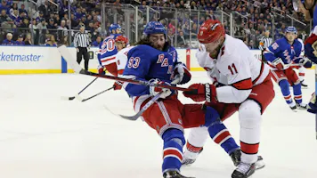 Jordan Staal hits Mika Zibanejad in Game 1 as we make our expert predictions for Game 2 of the second-round playoff series between the New York Rangers and Carolina Hurricanes. 