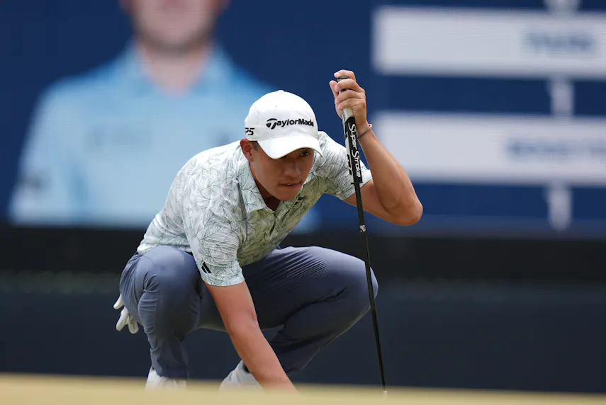Collin Morikawa prepares to putt as we make our British Open expert picks