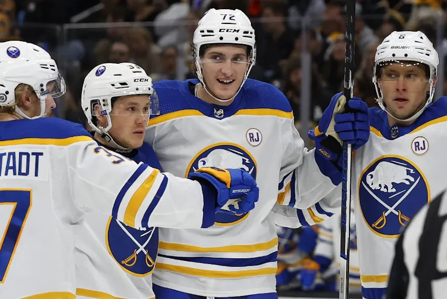 Tage Thompson of the Buffalo Sabres is featured in our Bruins vs. Sabres NHL player prop picks.
