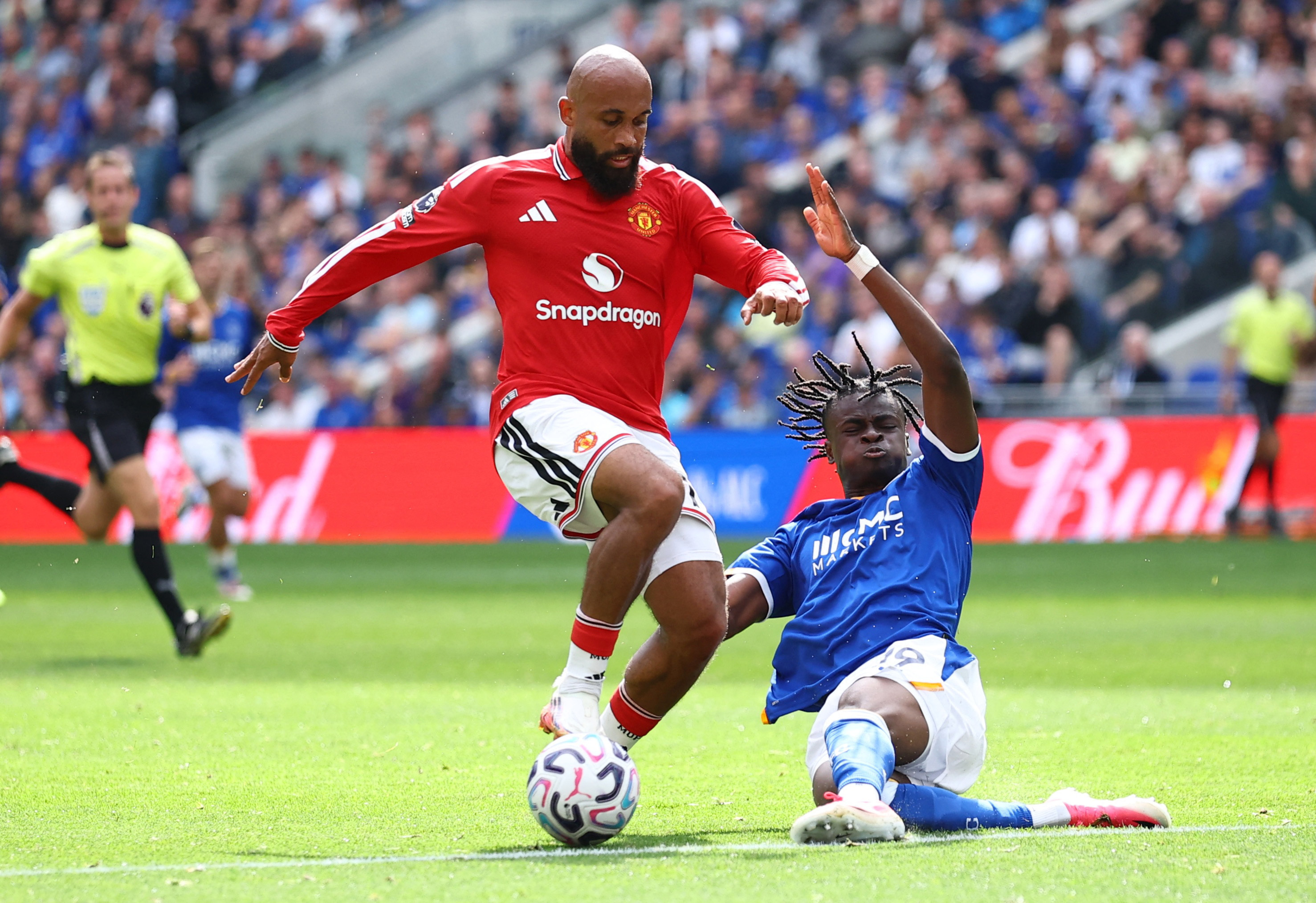 Pictured: Bryan Mbuemo in action as we break down our Manchester United vs. Tottenham Prediction. Photo by REUTERS/Phil Noble.
