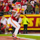 Isiah Pacheco of the Kansas City Chiefs celebrates a touchdown as we look at our best 2024 Super Bowl leader predictions