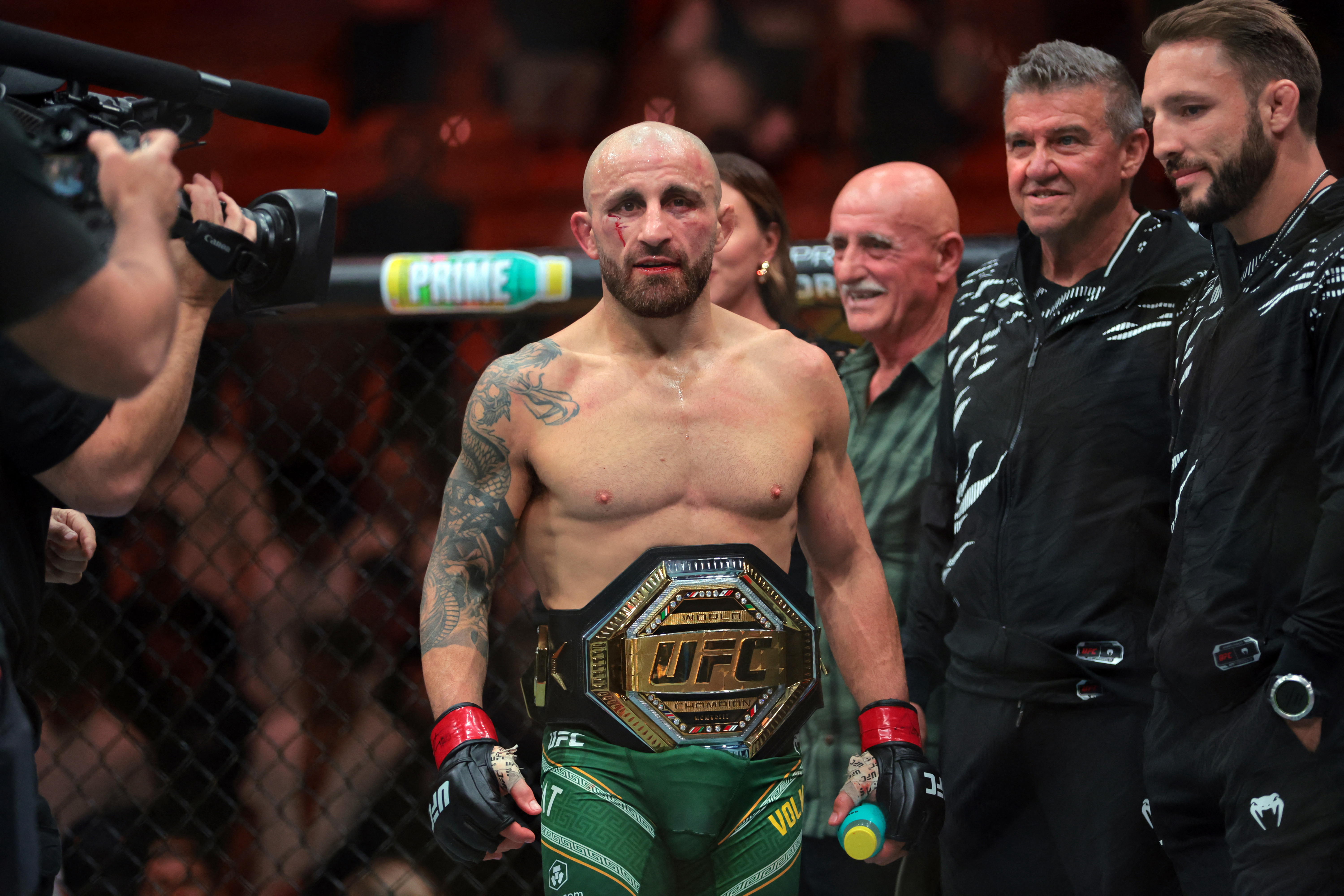 Alexander Volkanovski reacts after defeating Diego Lopes as we make our best UFC 325 parlay picks.