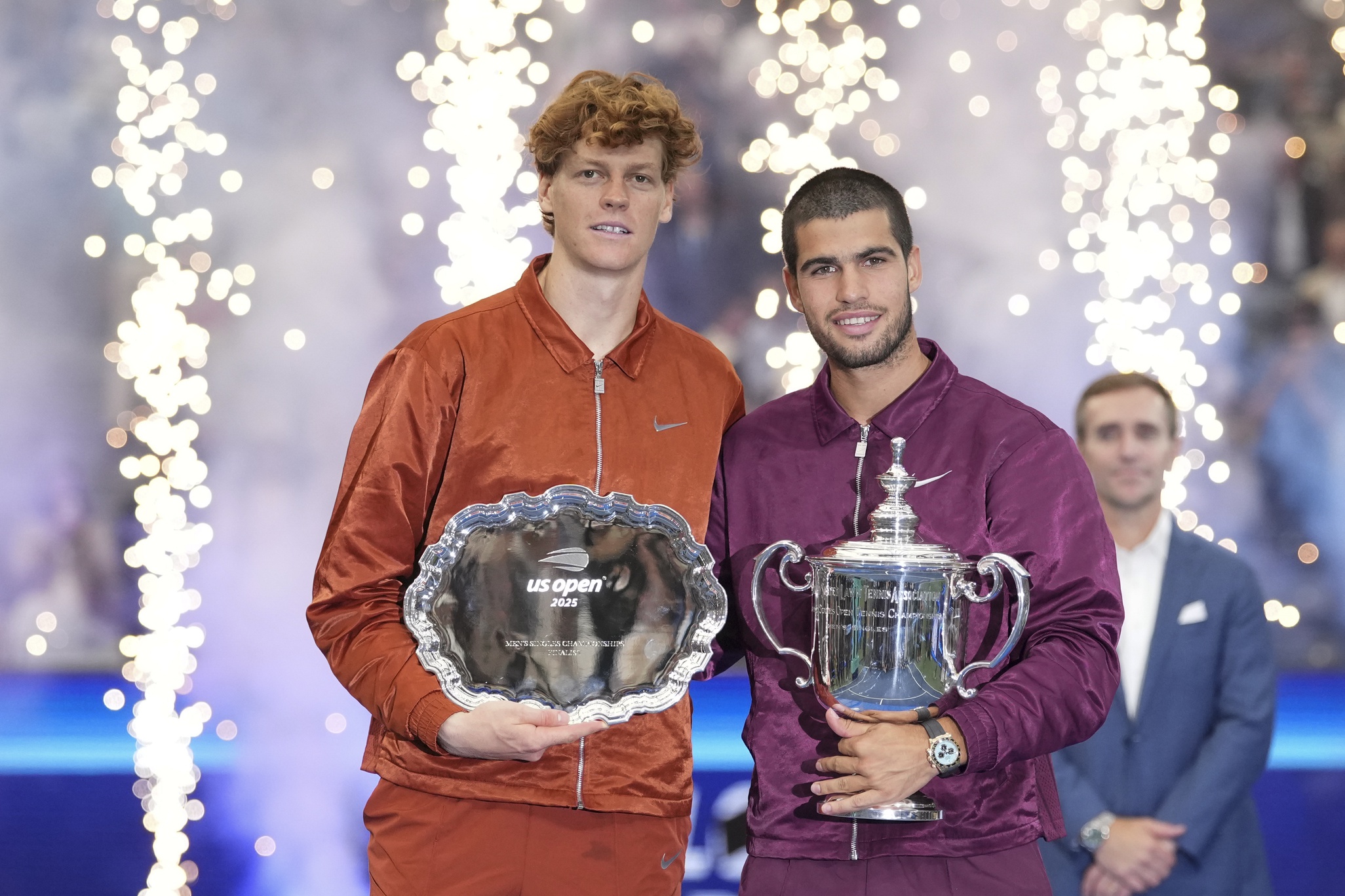 Carlos Alcaraz and Jannik Sinner poses for a photo after the final at Billie Jean King National Tennis Center as we provide the US Open odds 2026.