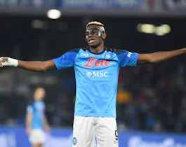 Victor Osimhen of SSC Napoli during the Italian championship Serie A football match between SSC Napoli and AS Roma on January 29, 2023 at Stadio Diego Armando Maradona in Naples, Italy.