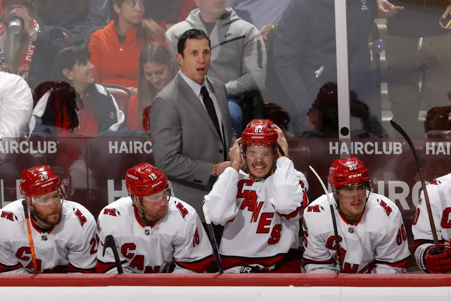 Carolina Hurricanes head coach Rod Brind'Amour is one of the favorites in the Jack Adams Award odds.