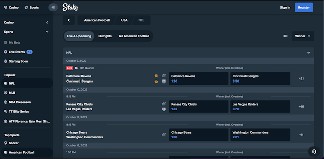 Stake Sportsbook home page<br>