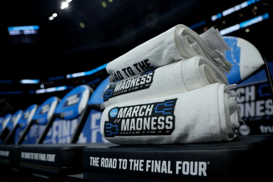 A detailed view of the March Madness logo as we look at Friday's top March Madness betting promos and odds boosts