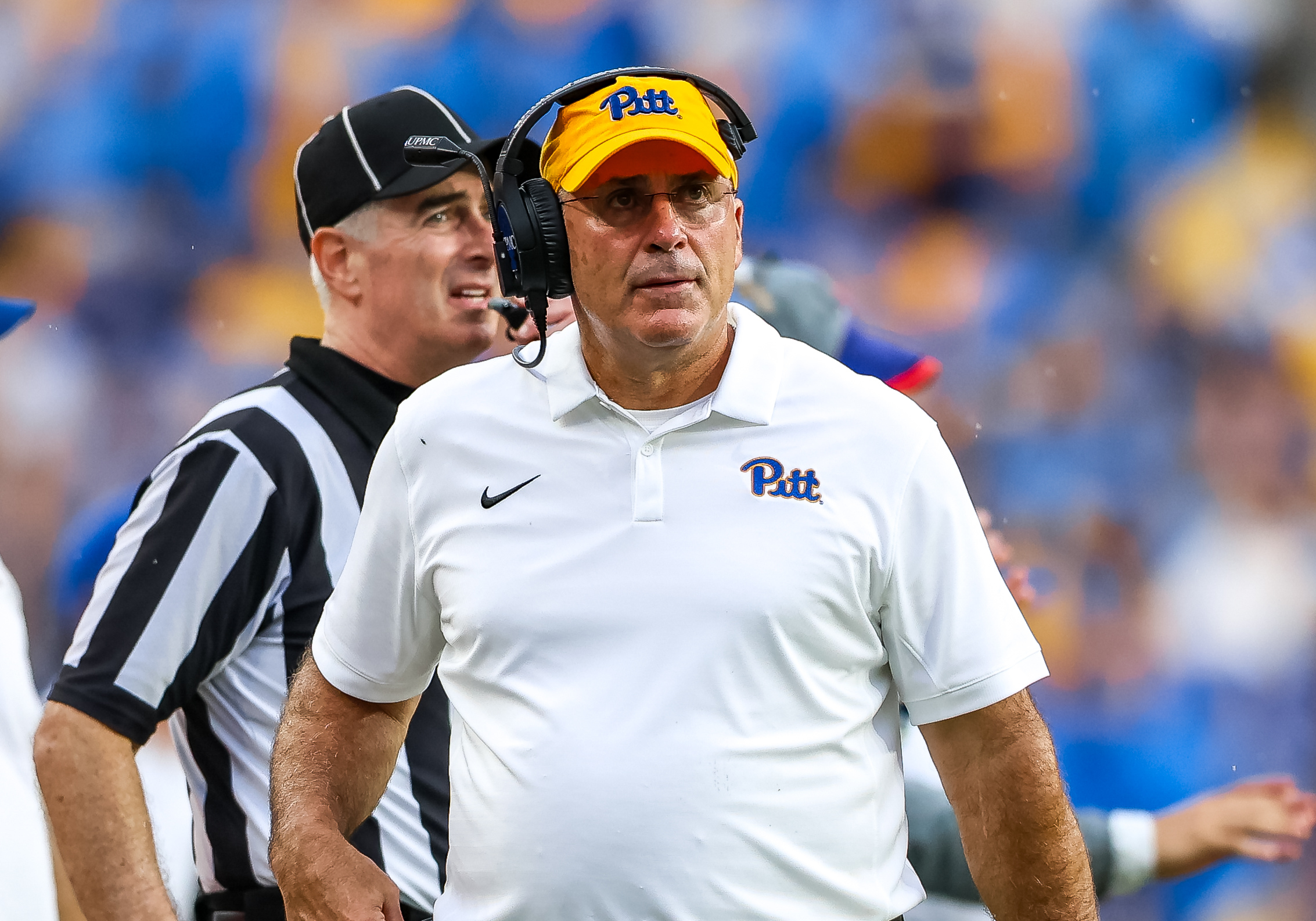 Pittsburgh head coach Pat Narduzzi coaches his team as we make our best Syracuse vs Pittsburgh prediction.
