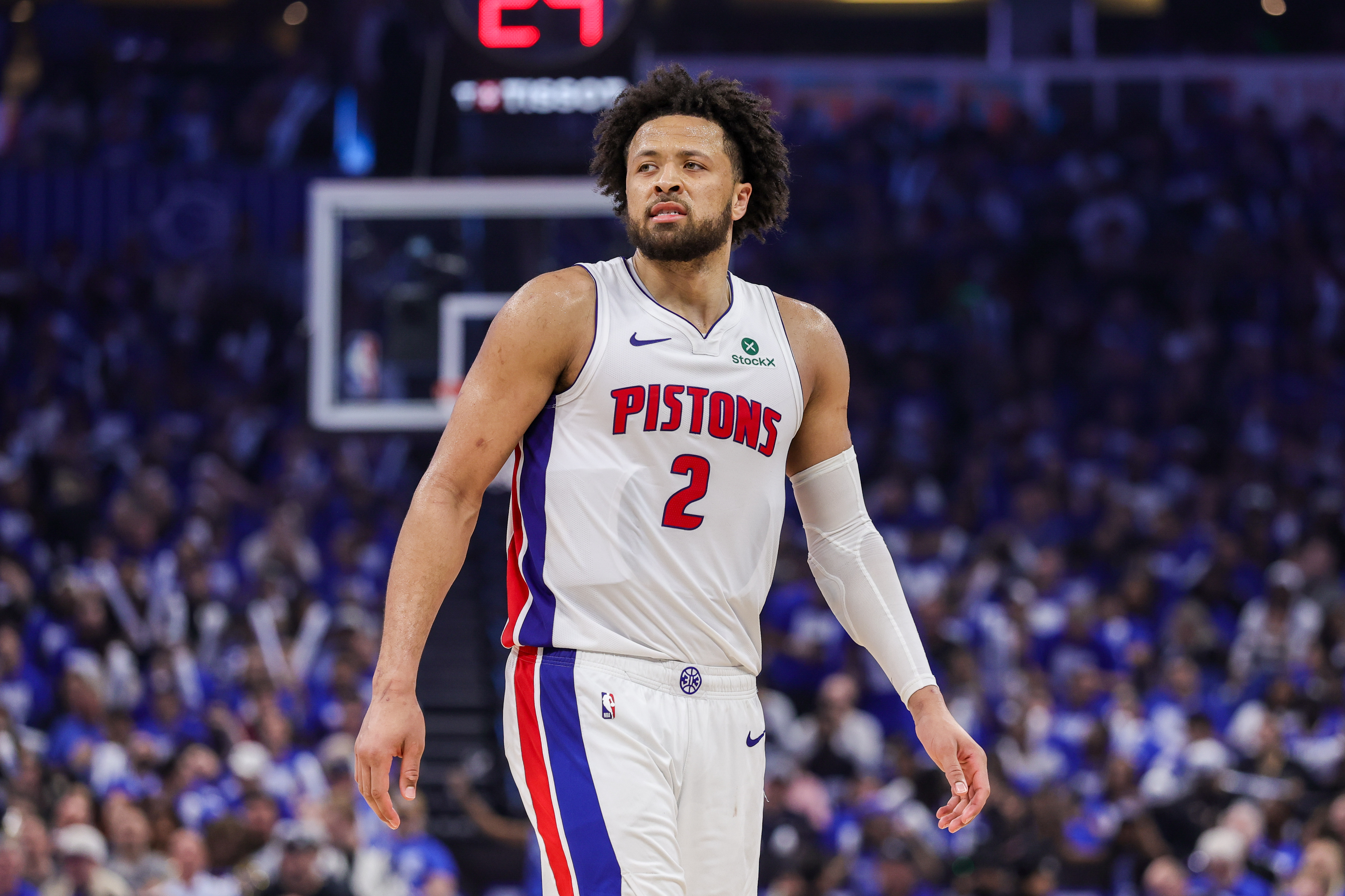 Detroit Pistons guard Cade Cunningham (2) looks on as we break down our Celtics vs. Pistons prediction and props.