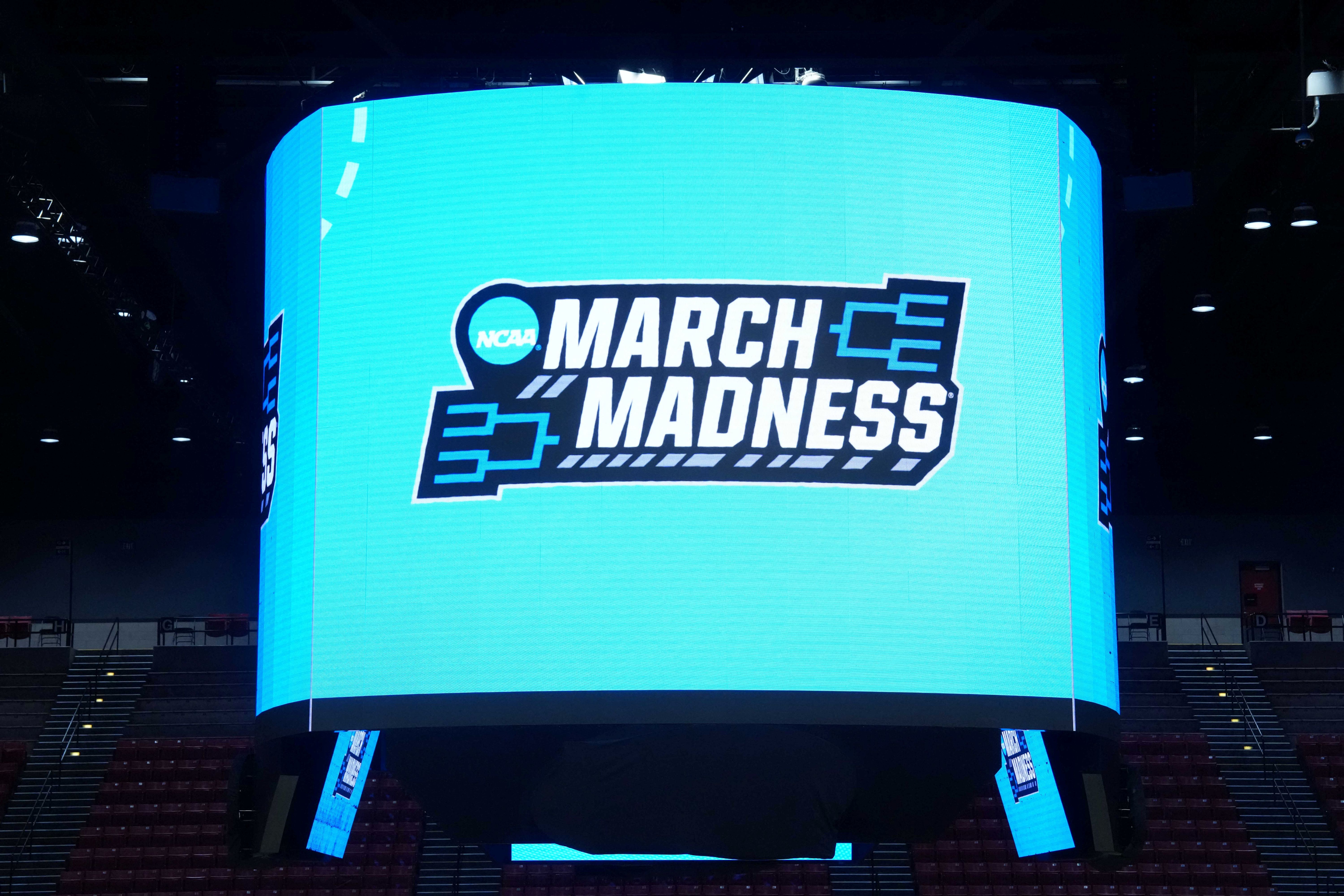 A general overall view of the March Madness logo on the video board as we look at Kalshi's growth during the tournament.