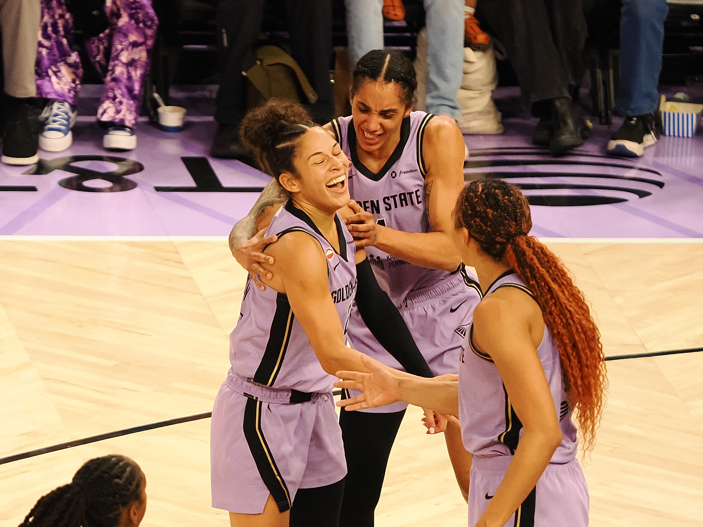 Golden State Valkyries guard Veronica Burton (22) celebrates after a play against the Atlanta Dream as we look at the WNBA Championship odds.
