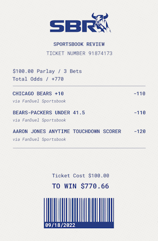 Sunday Night Football Green Bay Packers vs Chicago Bears: Smash This +280  Same-Game Parlay