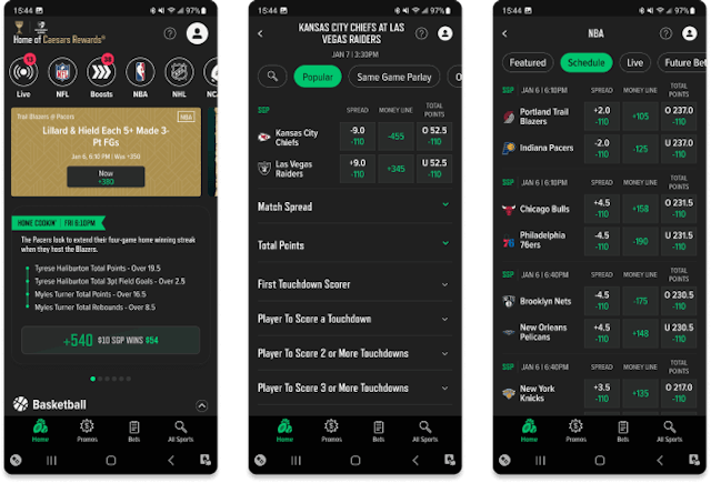Screenshot of Caesars Sportsbook for Android. 