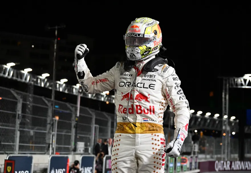 Red Bull Racing's Dutch driver Max Verstappen celebrates winning the Las Vegas Formula One Grand Prix as we look at our Las Vegas Grand Prix odds.