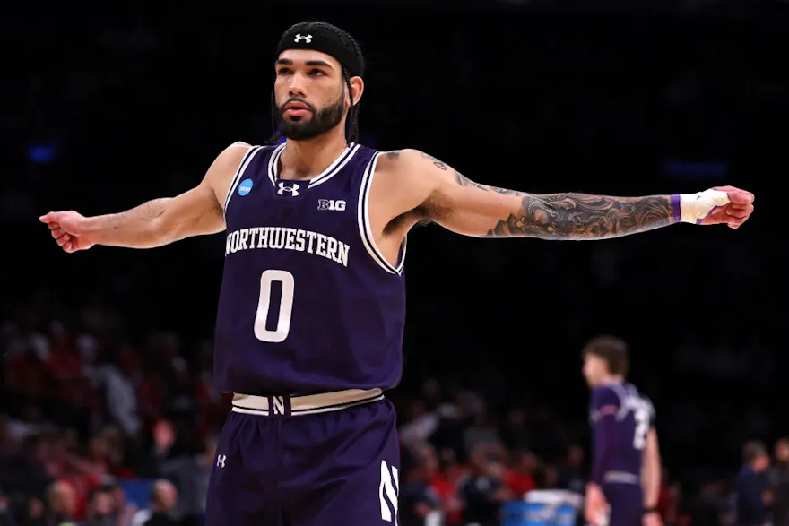 Boo Buie of the Northwestern Wildcats prepares for the game against the Florida Atlantic Owls in the first round of the NCAA Men's Basketball Tournament at Barclays Center as we look at our March Madness best bets for Sunday.