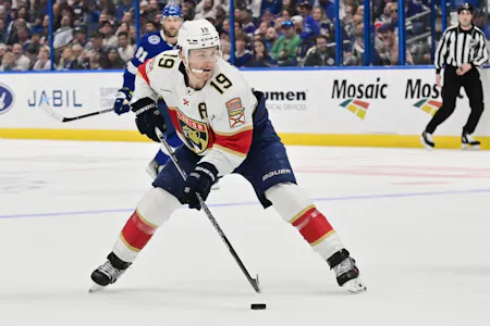Matthew Tkachuk looks to shoot in the first period against the Tampa Bay Lightning as we make our Game 2 prop picks and predictions for second-round series featuring the Florida Panthers and Boston Bruins. 