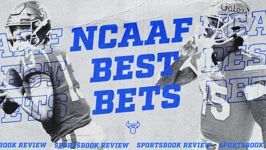 A custom graphic of College football best bets