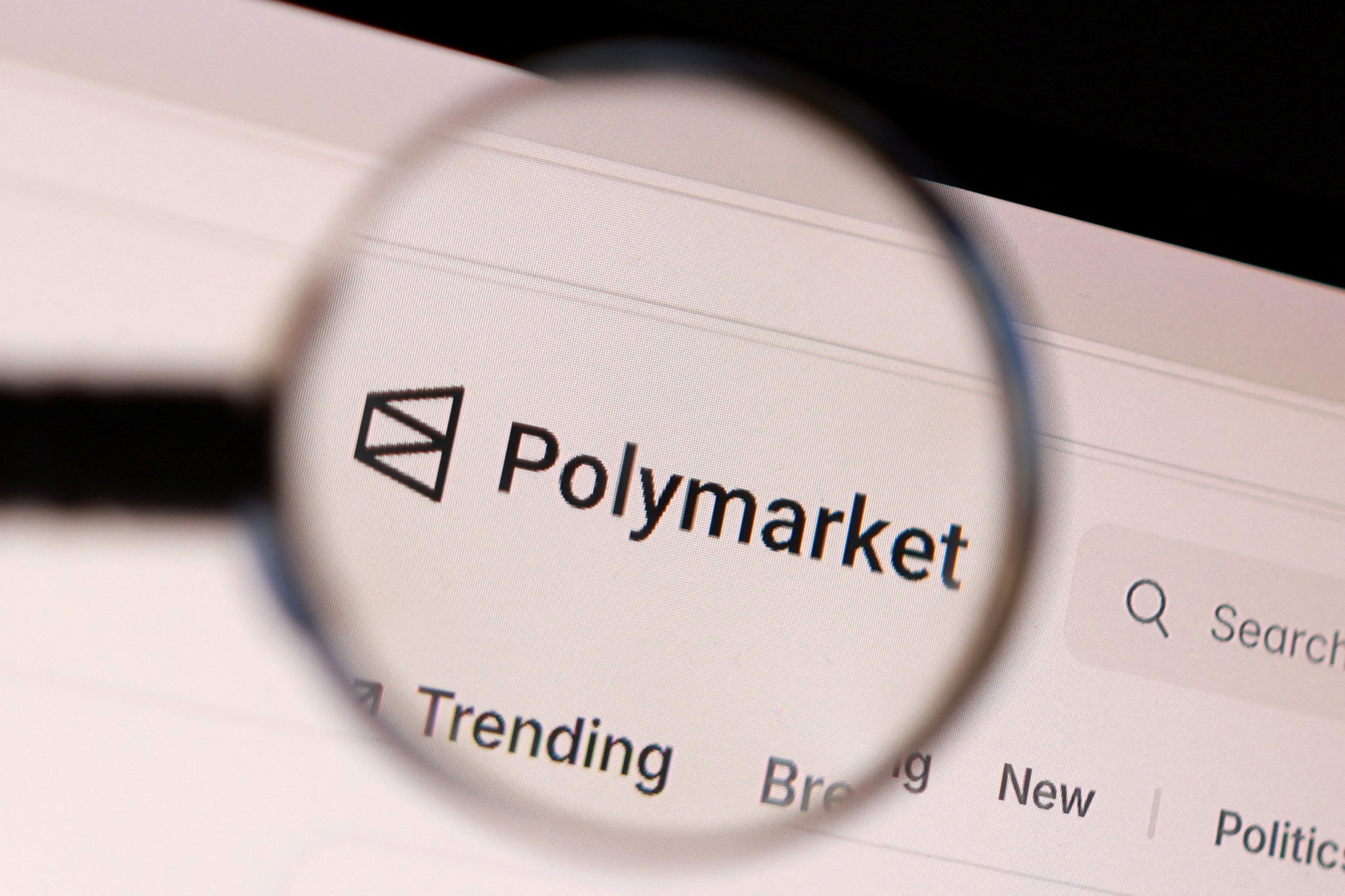 Polymarket logo appears in this illustration as we look at its new $1 billion funding round. 