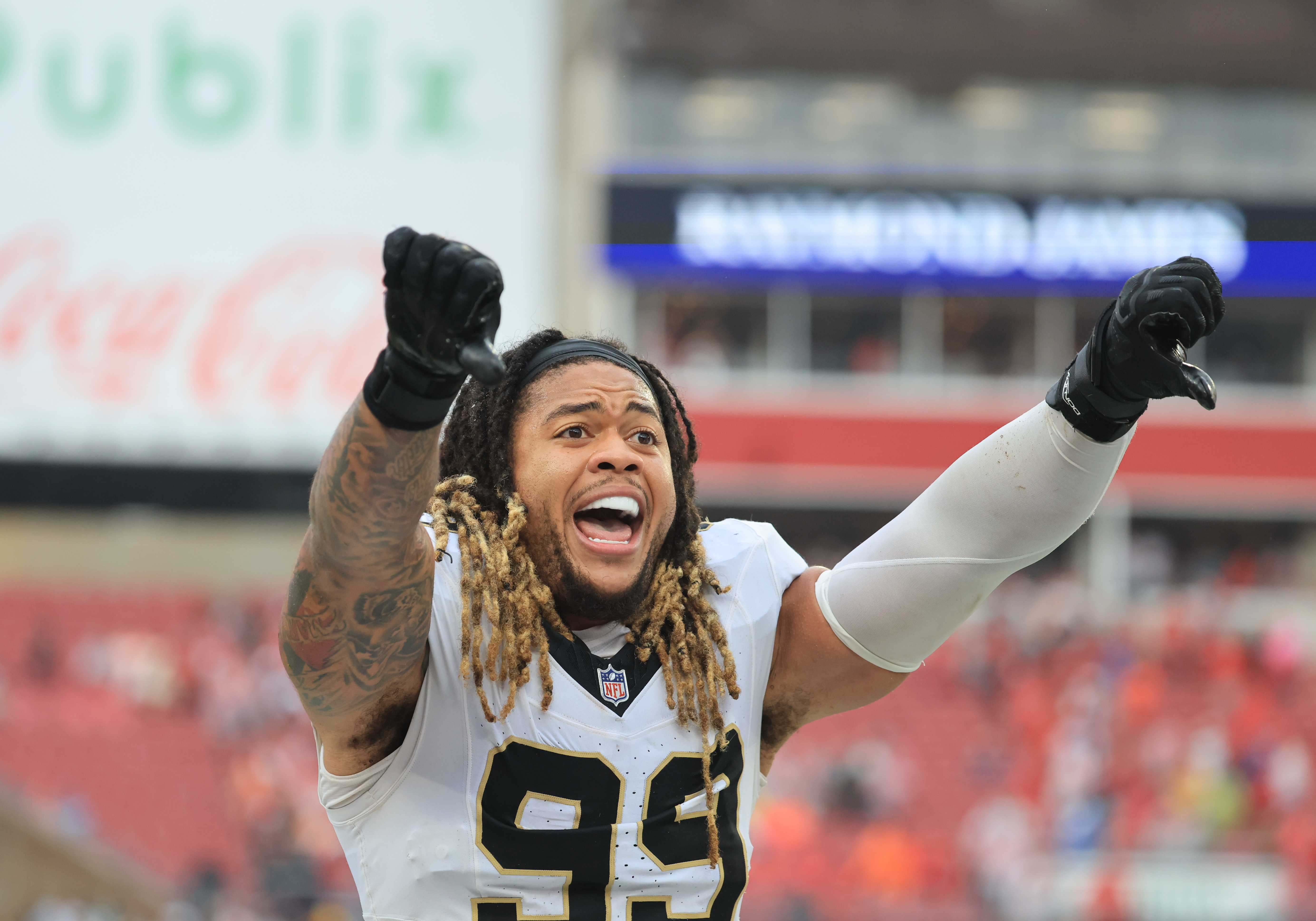New Orleans Saints defensive end Chase Young reacts as we look at Louisana&#x27;s messaging about prediction markets