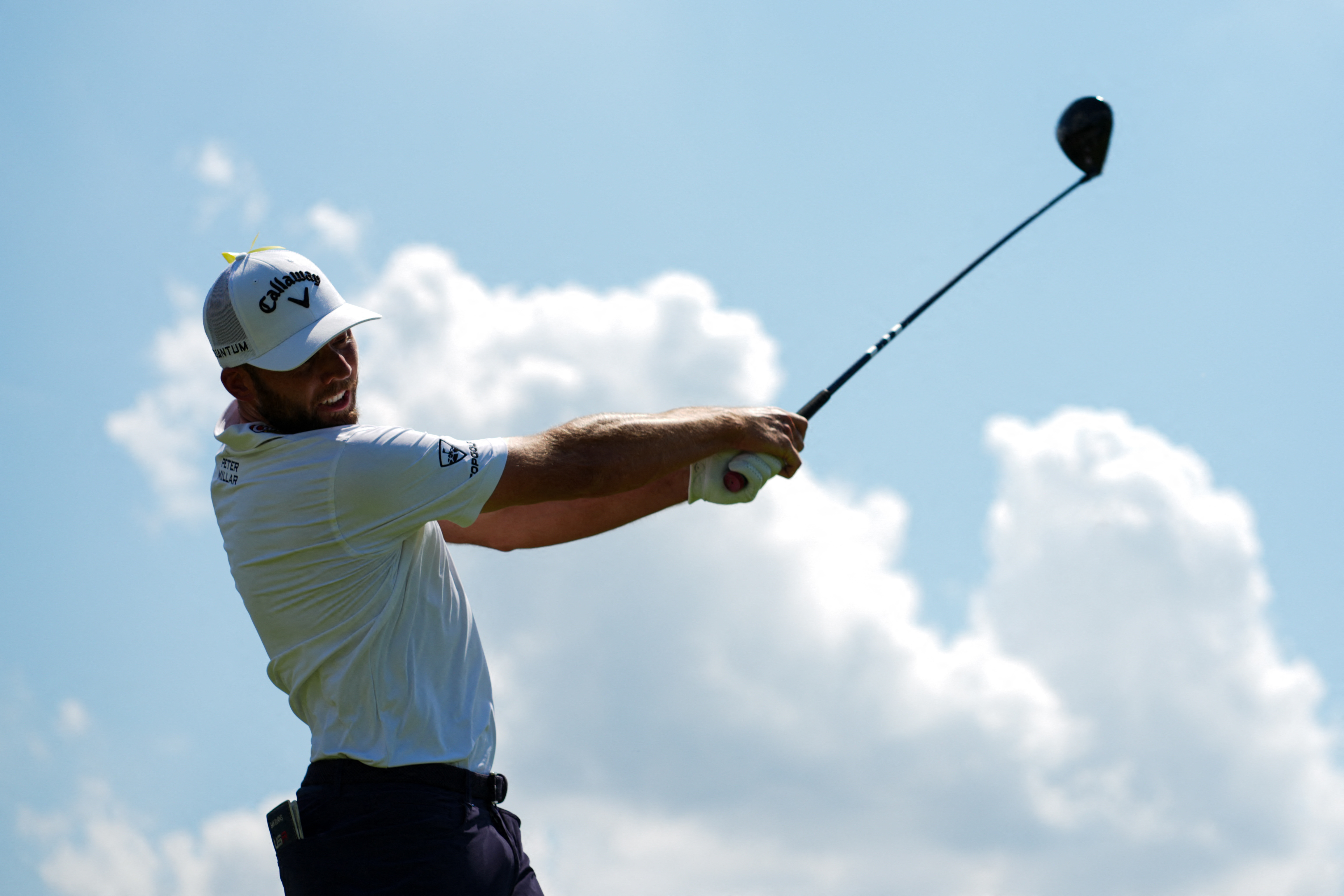Sam Burns plays his shot from the 10th tee as he is featured in our RBC Canadian Open picks.