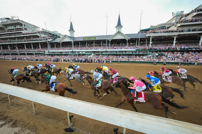 Horses make their way past the grandstand for the 150th Running of the Kentucky Derby at Churchill Downs as we look at the 2024 Q3 financials for Churchill Downs Incorporated .