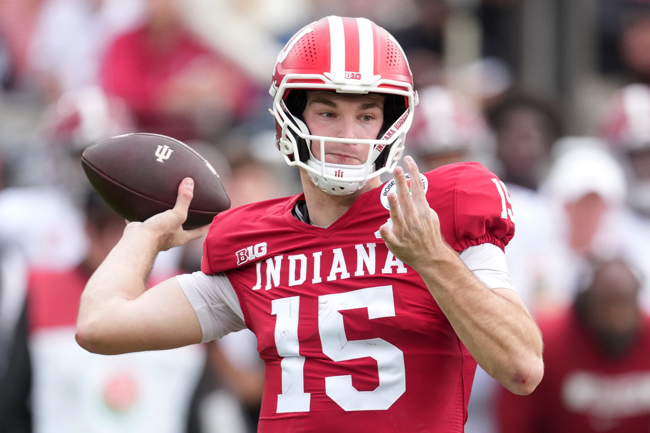 Indiana Hoosiers quarterback Fernando Mendoza passes, and he's key as we look at which teams will draft a first-round quarterback in 2026