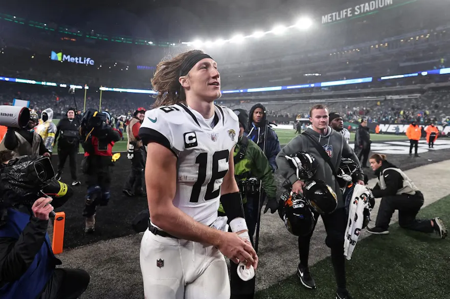 Trevor Lawrence of the Jacksonville Jaguars jogs off the field after defeating the New York Jets, and we offer new U.S. bettors our exclusive BetRivers promo code for NFL Week 4.