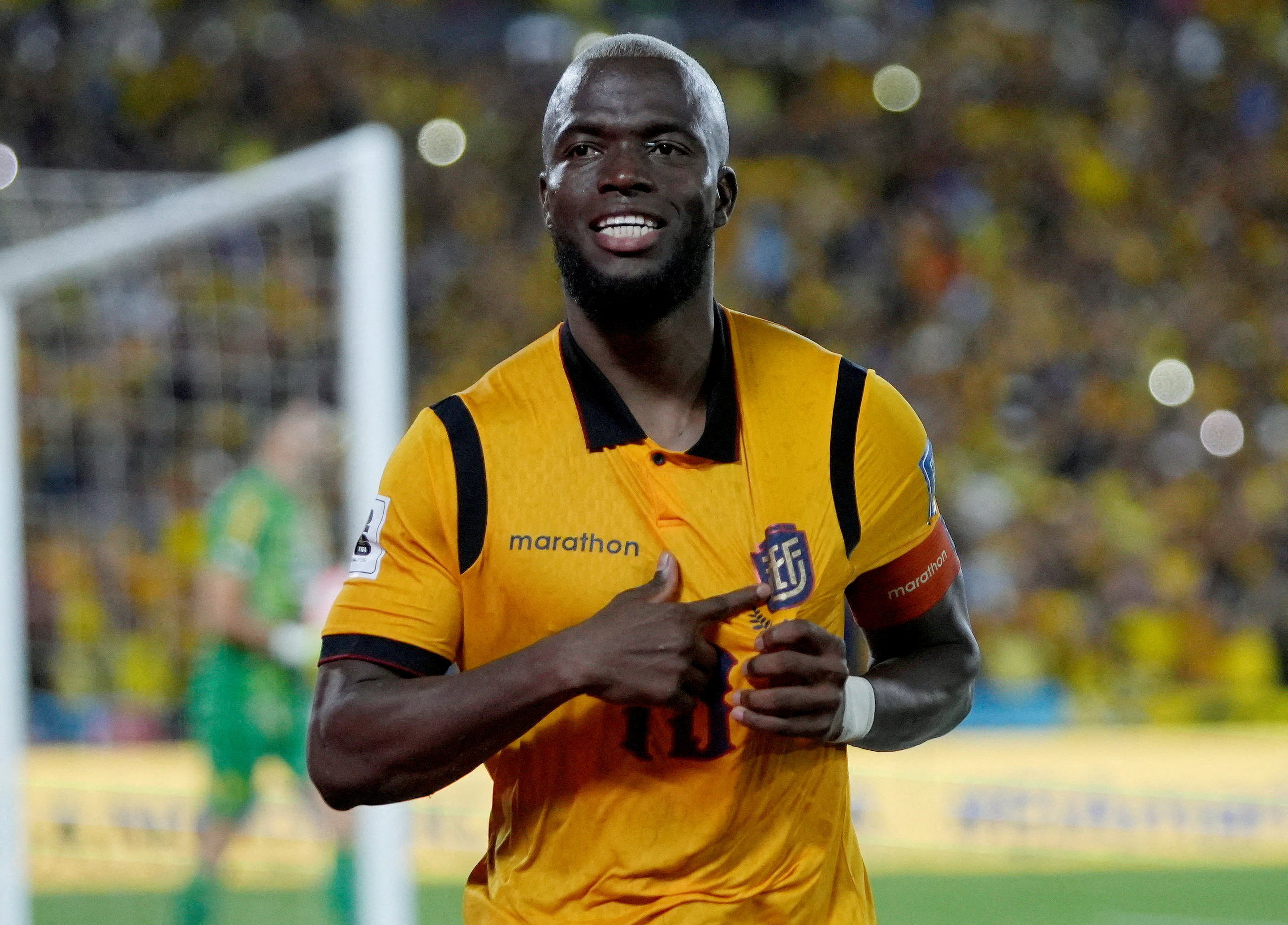 Ecuador's Enner Valencia, seen here celebrating scoring a goal, is featured in our Ivory Coast vs. Ecuador prediction.