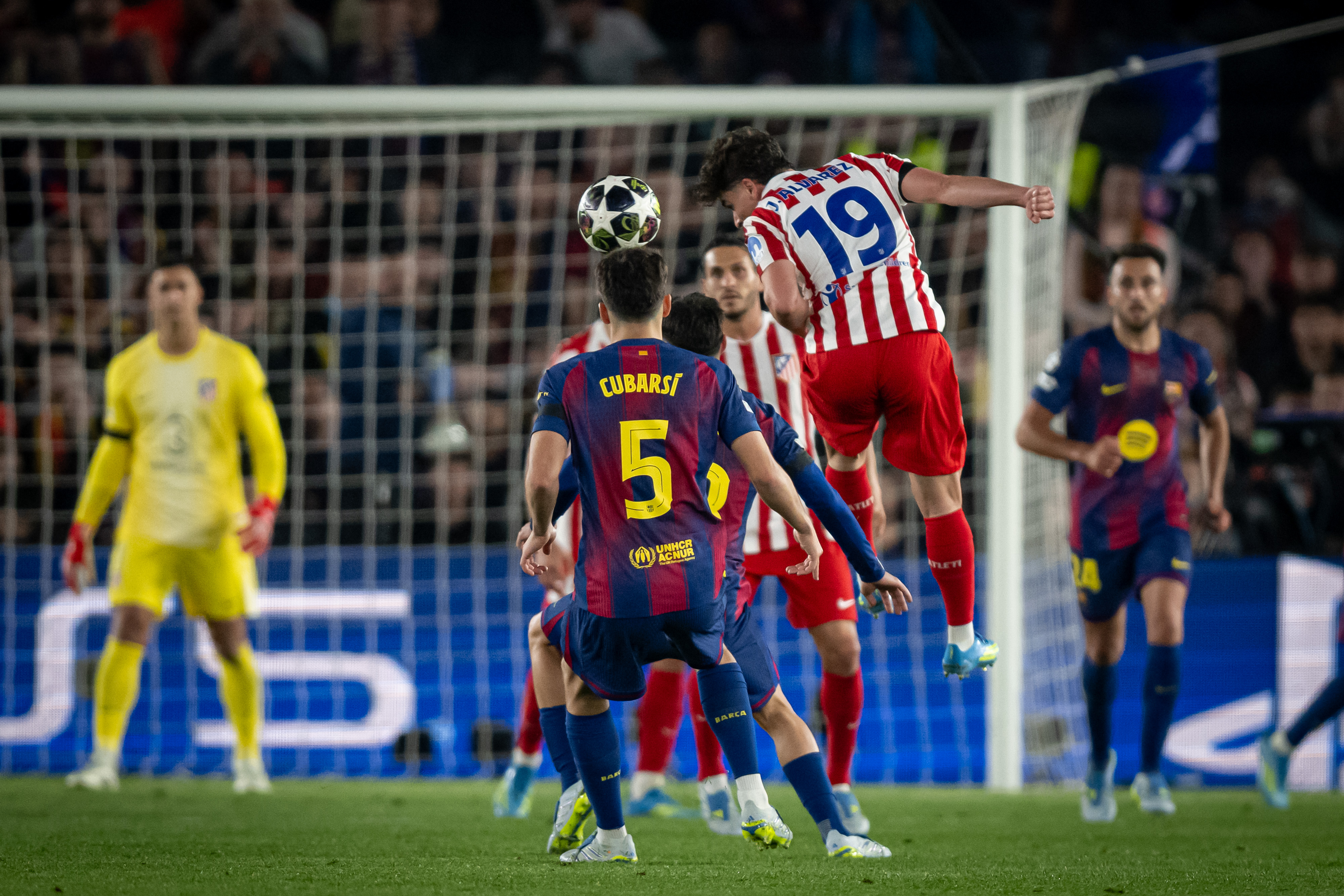 Julian Alvarez seen in action as we make our best Atletico Madrid vs. Barcelona prediction. 