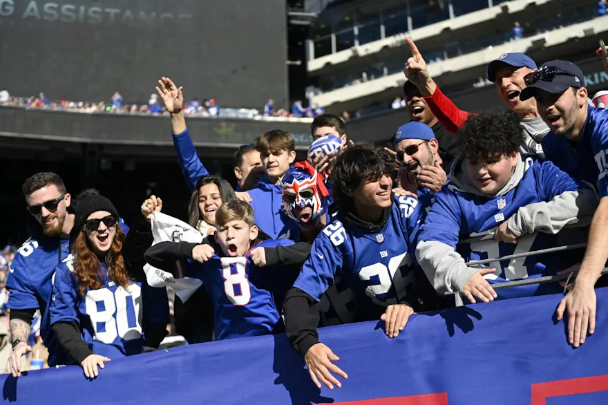 New York Giants fans cheer prior to a game as we look into the huge month of sports betting for New York in September.