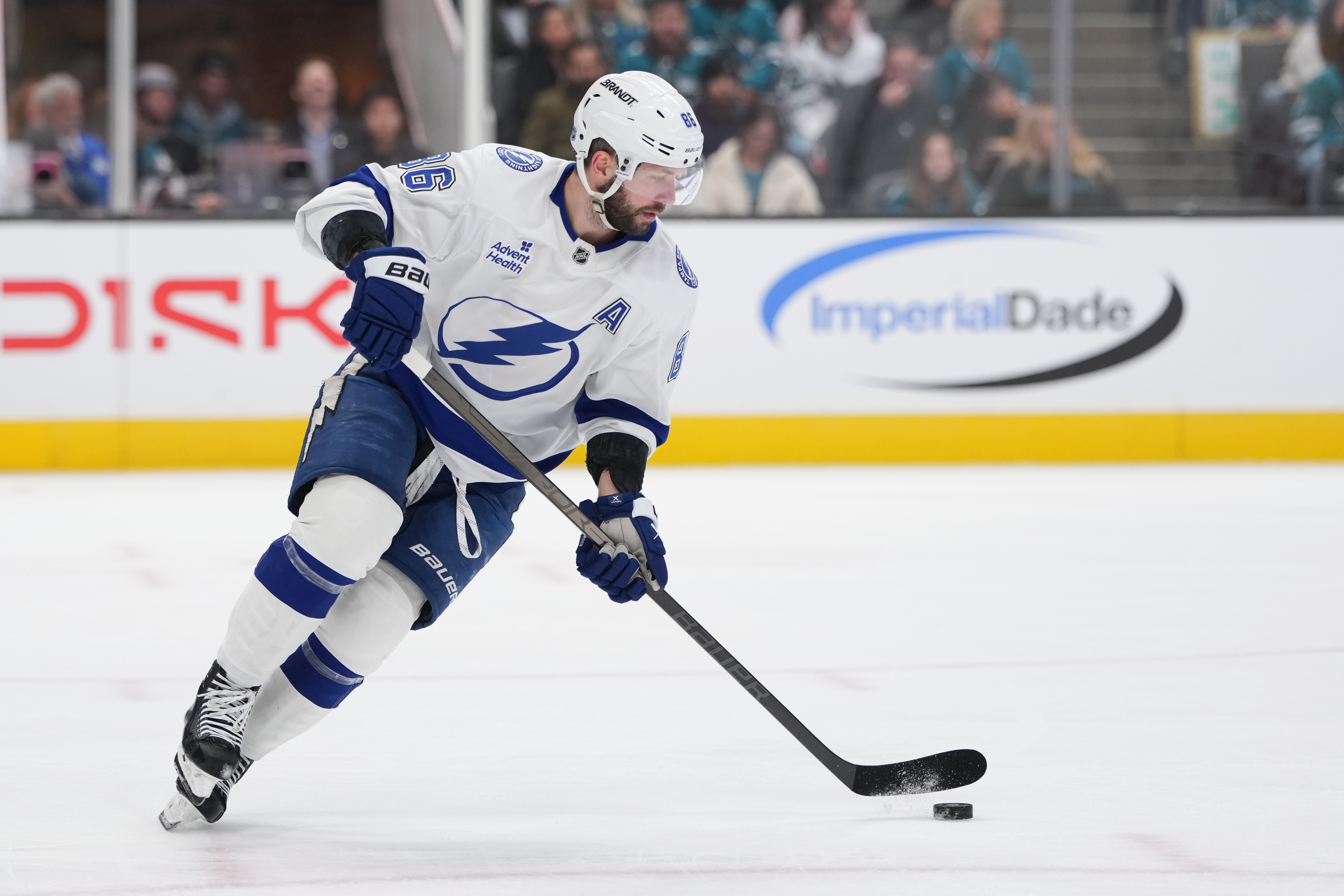 Tampa Bay Lightning right wing Nikita Kucherov (86) during the second period as we break down our NHL player props & best bets today.