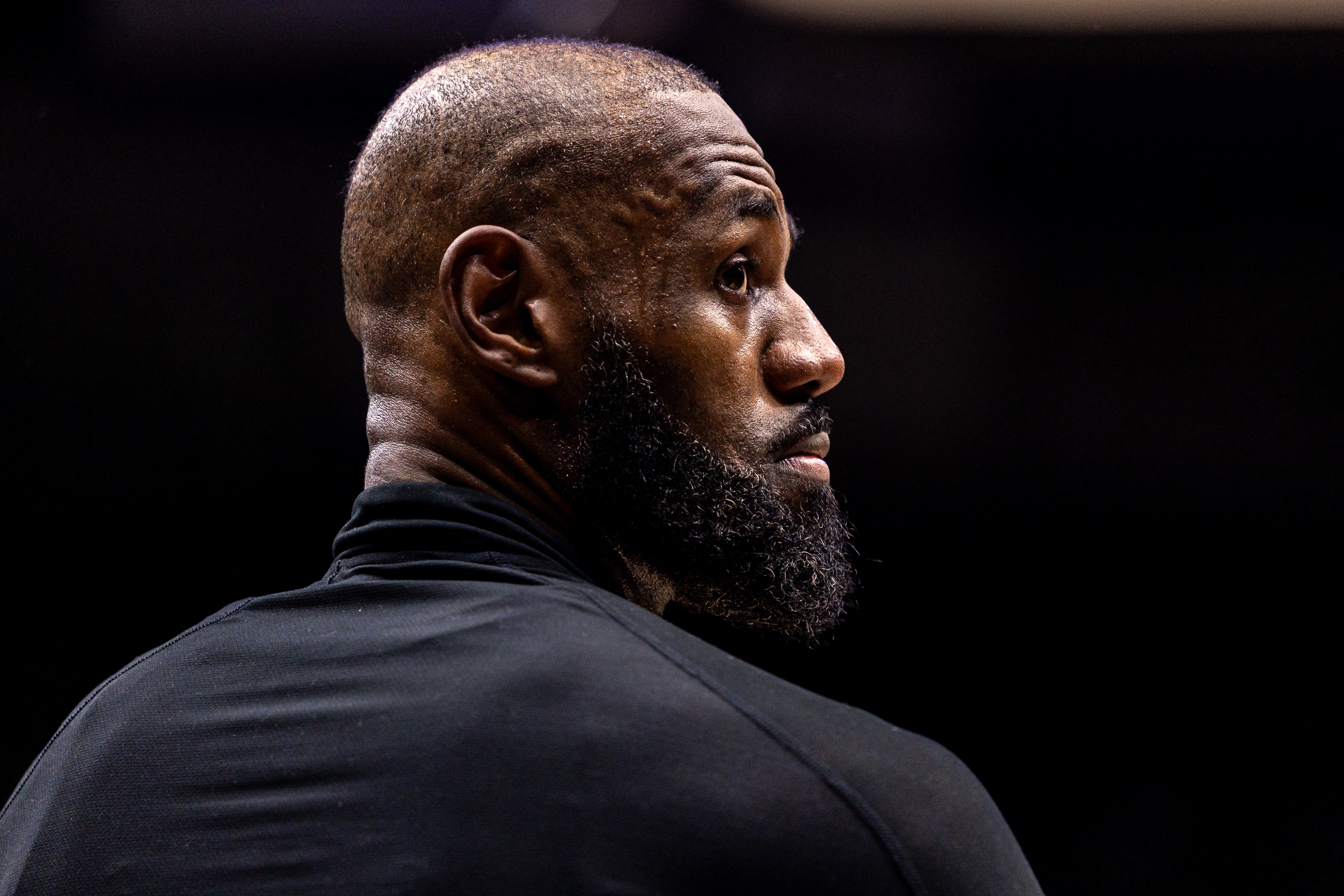 Los Angeles Lakers forward LeBron James (23) looks on as we break down the latest LeBron James next team odds.