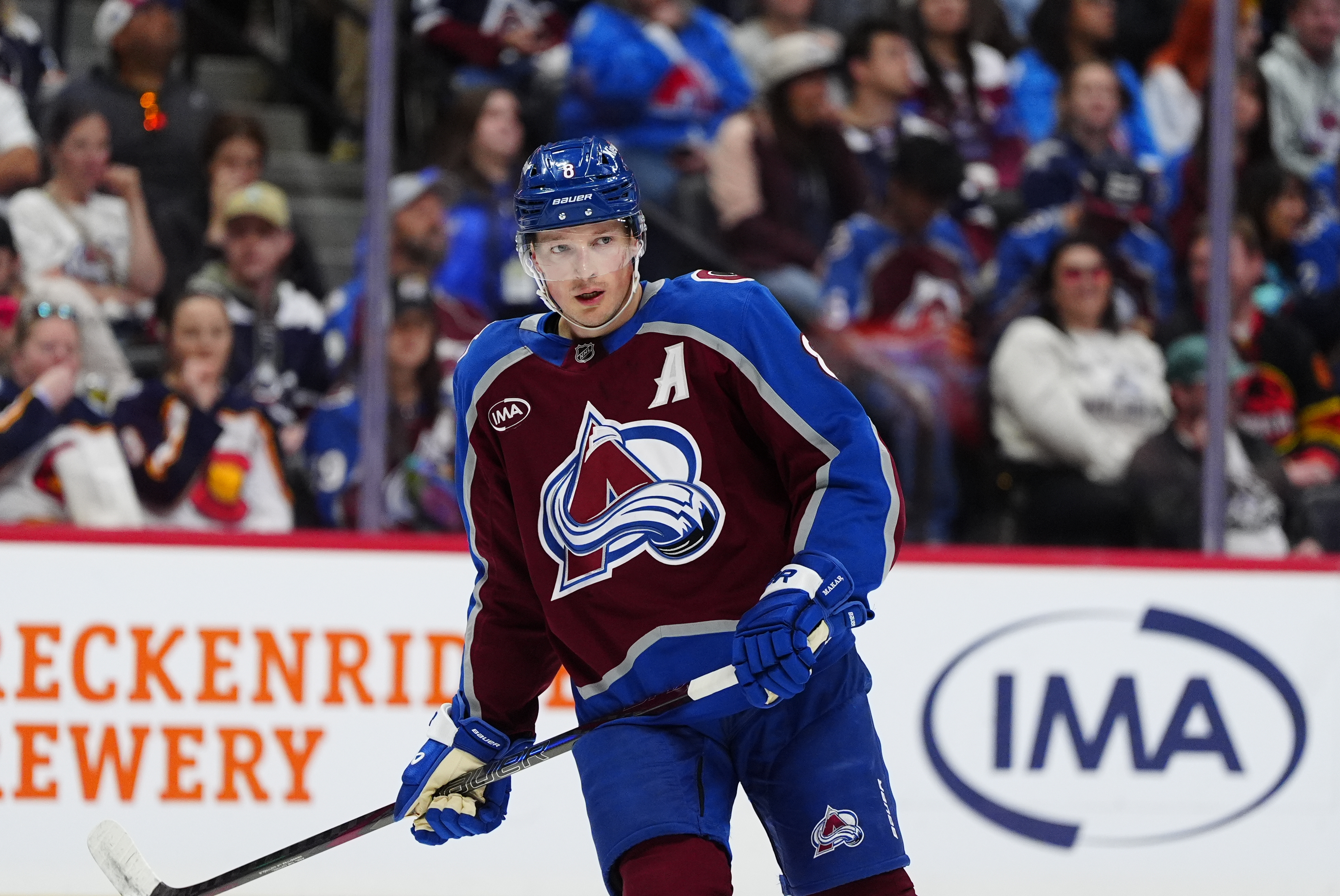 Colorado Avalanche defenseman Cale Makar (8) during the first period as we take a closer look at the 2026-2027 Norris Trophy Odds. 