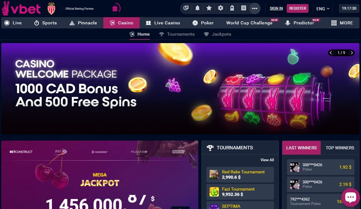 vbet casino homepage