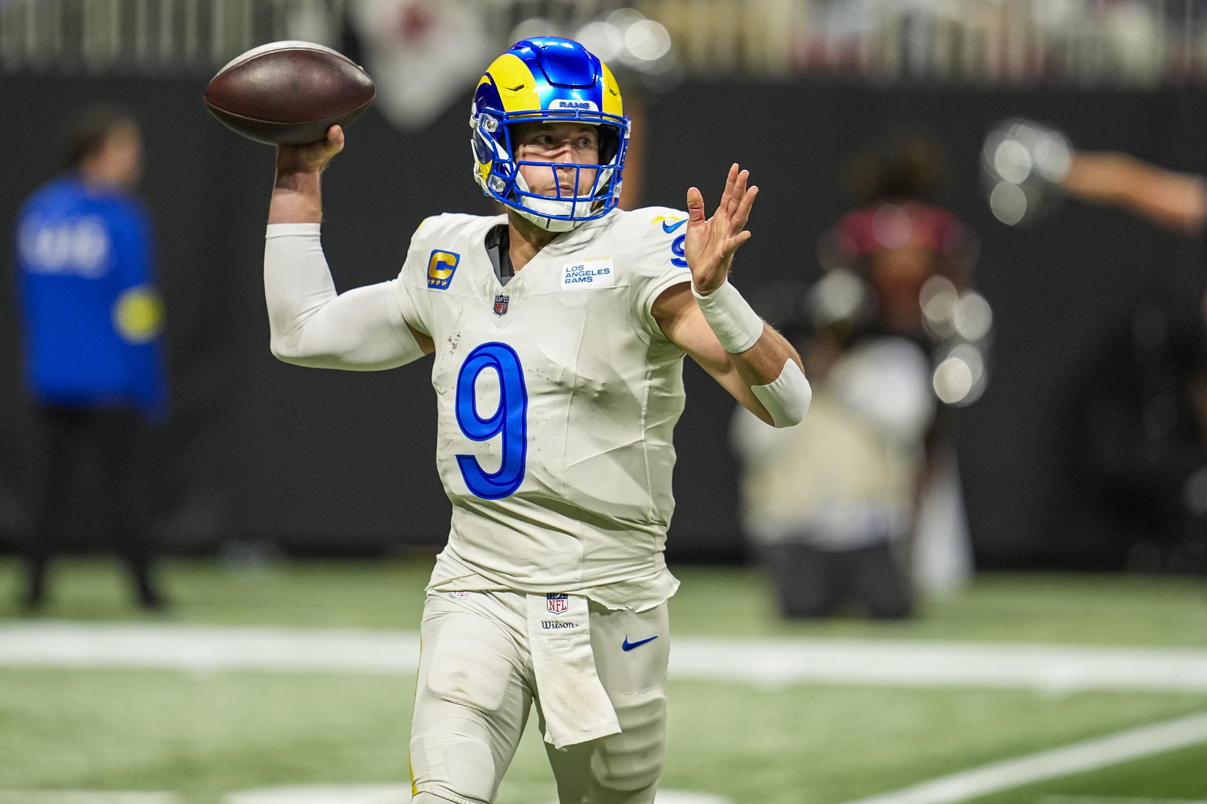 Los Angeles Rams quarterback Matthew Stafford passes as we look at the NFL Wild-Card Weekend Look-Ahead Odds