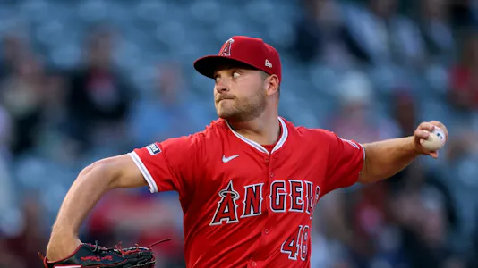 Reid Detmers of the Los Angeles Angels pitches during the first inning as we look at the future of the legal California sports betting scene.