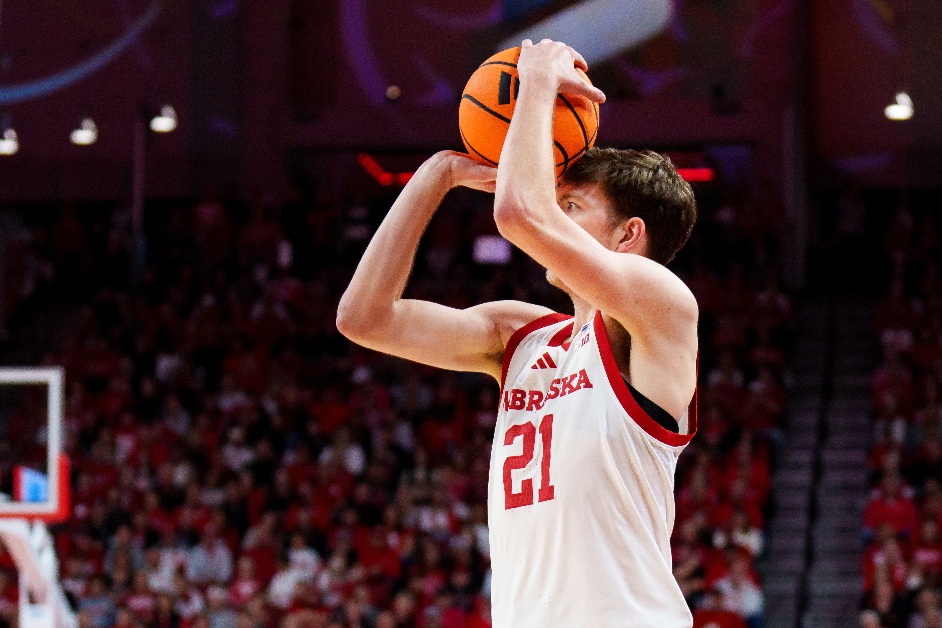 Pryce Sandfort in action as we provide our Troy vs. Nebraska prediction for the NCAA first round of March Madness.