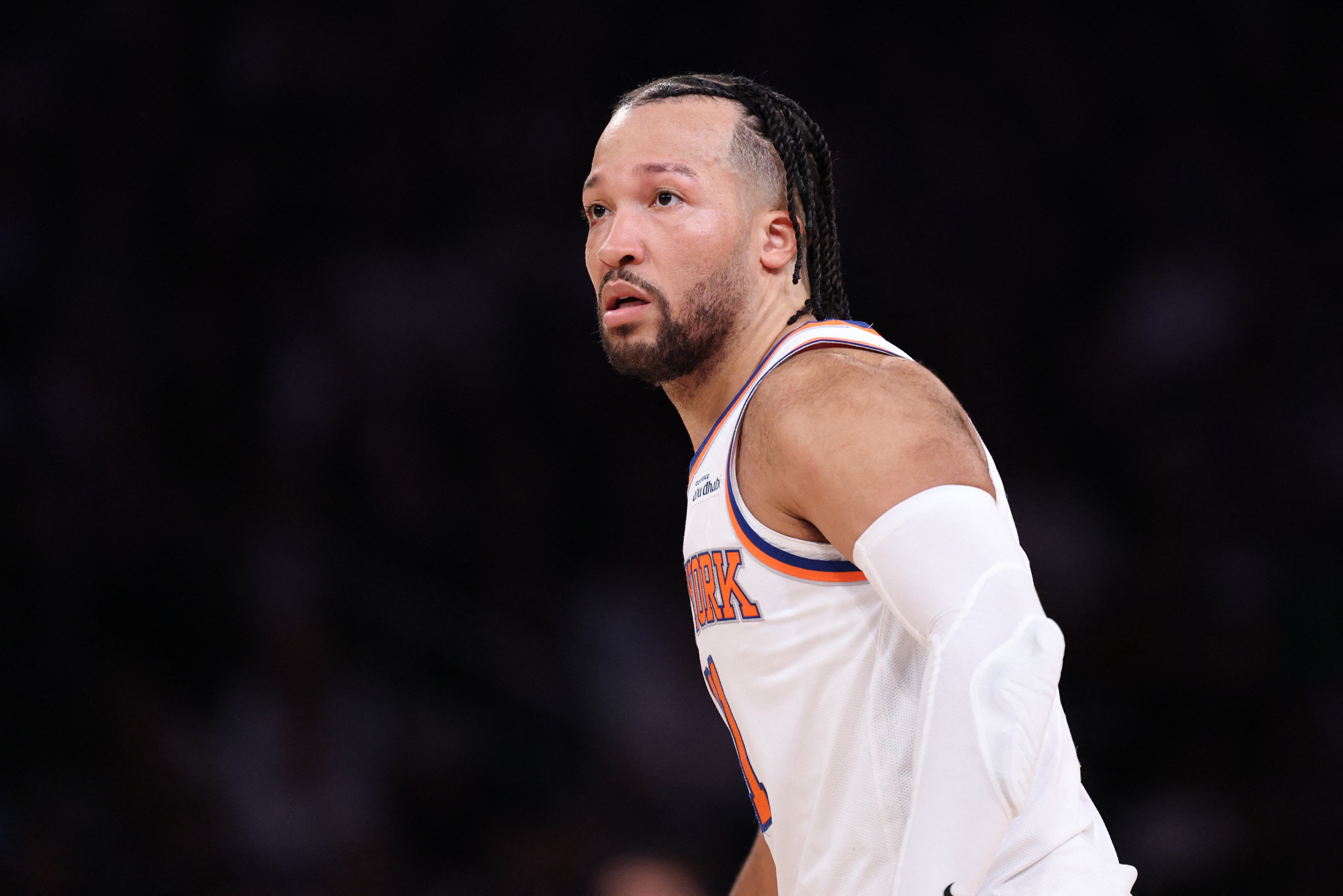 New York Knicks guard Jalen Brunson (11) looks back as we break down our best Jalen Brunson player props for Game 2 today.