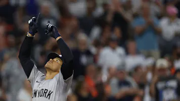 Juan Soto of the New York Yankees celebrates after hitting a home run against the Baltimore Orioles, and we offer our top Astros vs. Yankees player props and expert picks based on the best MLB odds.