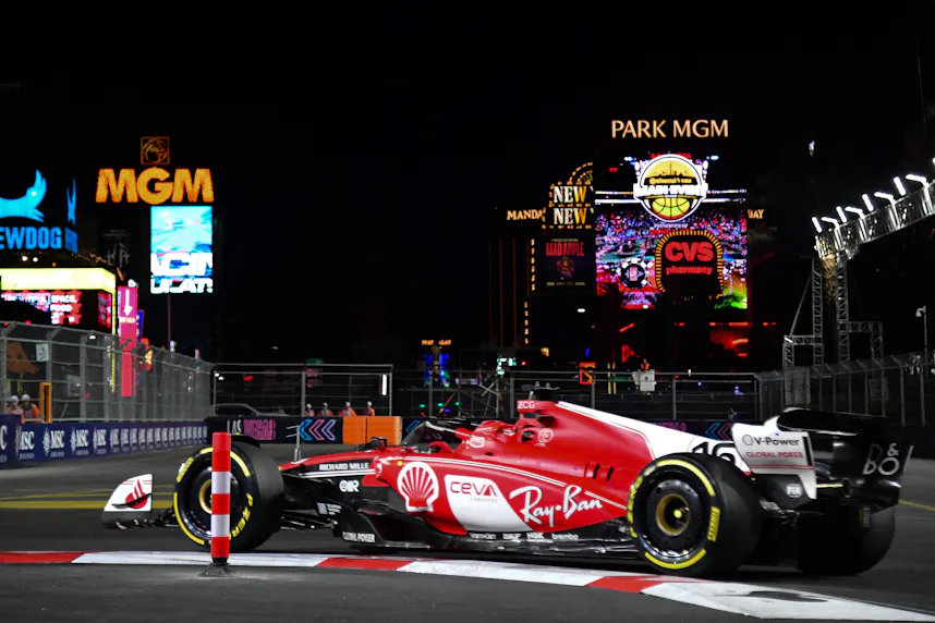 Scuderia Ferrari driver Charles LeClerc of Monaco during the Las Vegas Grand Prix as we look at revenue expectations for the 2024 F1 race.