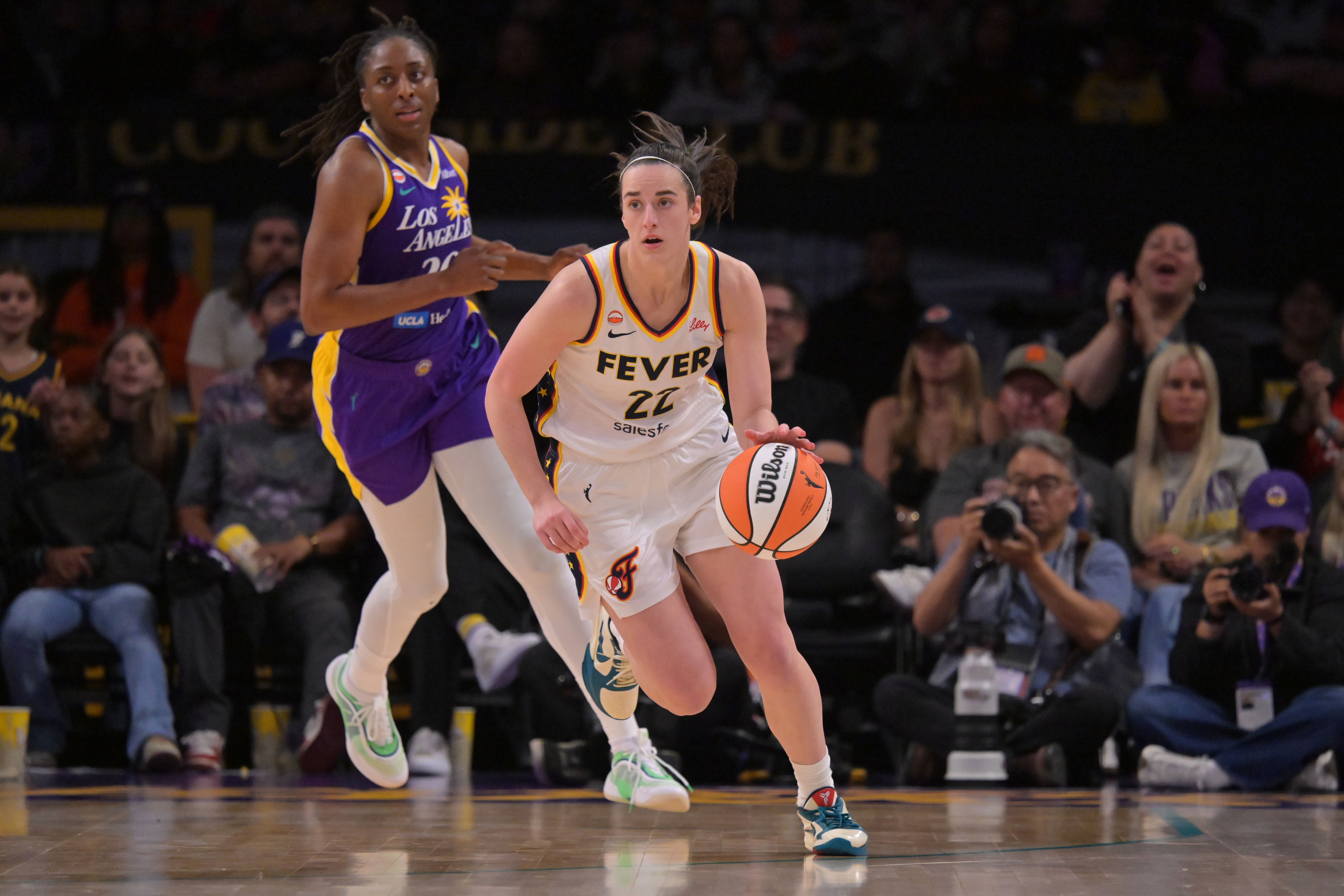 Caitlin Clark is the focus of our Mystics vs. Fever prediction. 