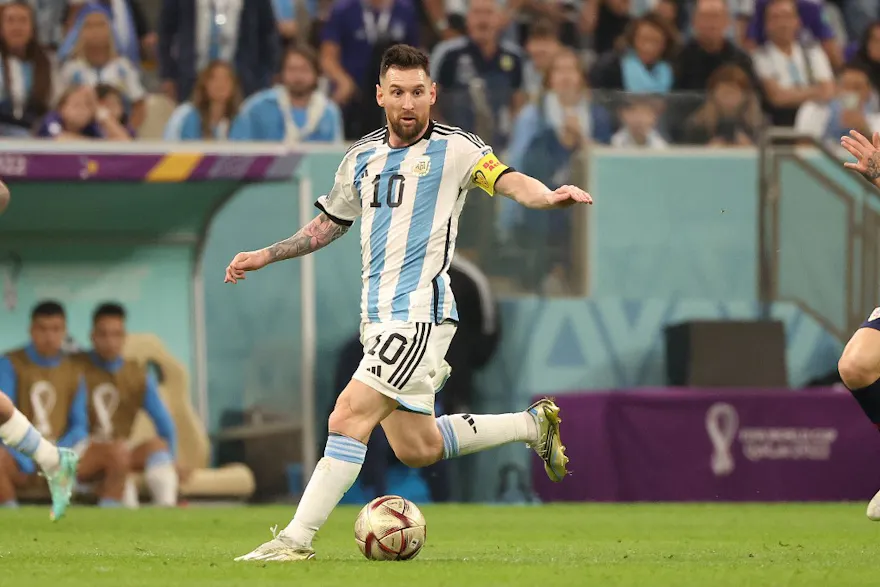 Lionel Messi of Argentina plays during the FIFA World Cup 2022, Semi-final match between Argentina and Croatia on Dec. 13, 2022 at Lusail Stadium in Al Daayen, Qatar. 