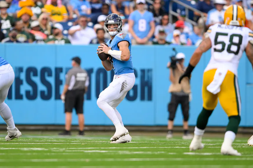 Tennessee Titans Will Levis sneaks a peak into the backfield against the Green Bay Packers as we provide our Titans vs. Dolphins player props.