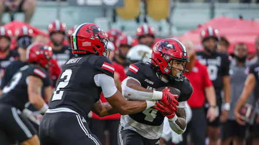 Jacksonville State running back Cam Cook (4) is the focus of our Jacksonville State vs. Middle Tennessee prediction.
