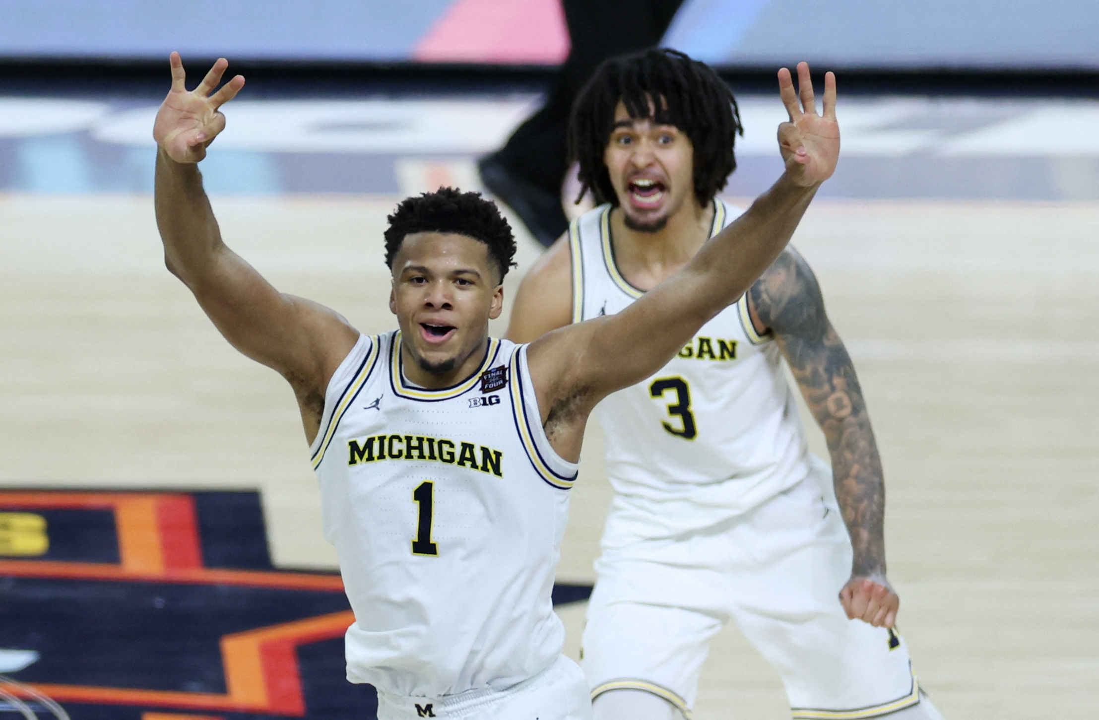 Michigan's Elliot Cadeau and Trey McKenney have the Wolverines atop the 2027 March Madness odds after winning the 2026 NCAA Tournament. 